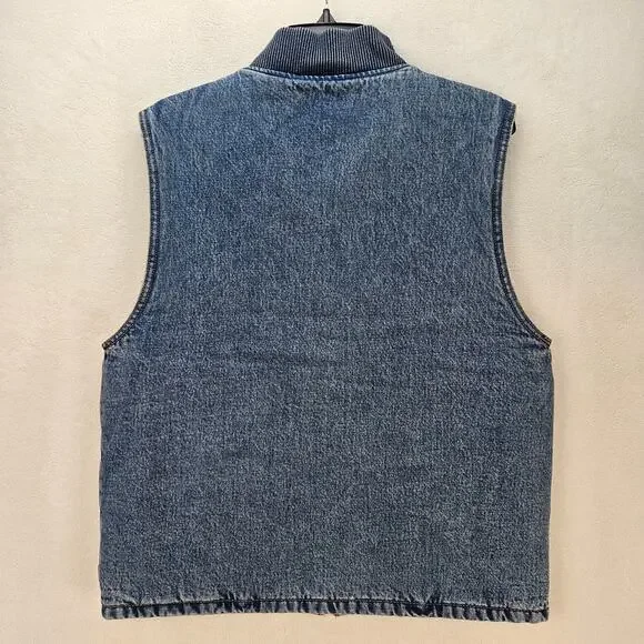 LEVI'S MEN'S SMALL DENIM QUILTED RELAXED VEST FULL ZIP VINTAGE INDIGO NWT - Picture 8 of 8